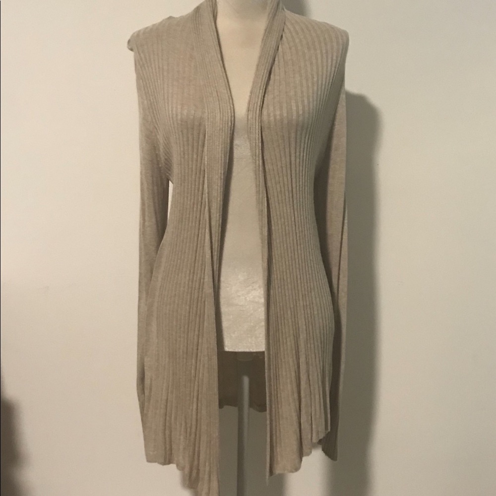 Beige Ribbed Cardigan - Picture 5 of 6